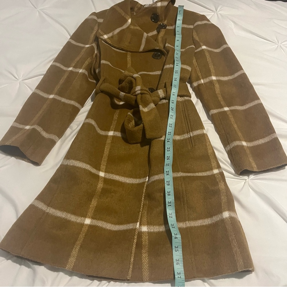 Ann Taylor Plaid Coat Tan Small - Picture 3 of 12